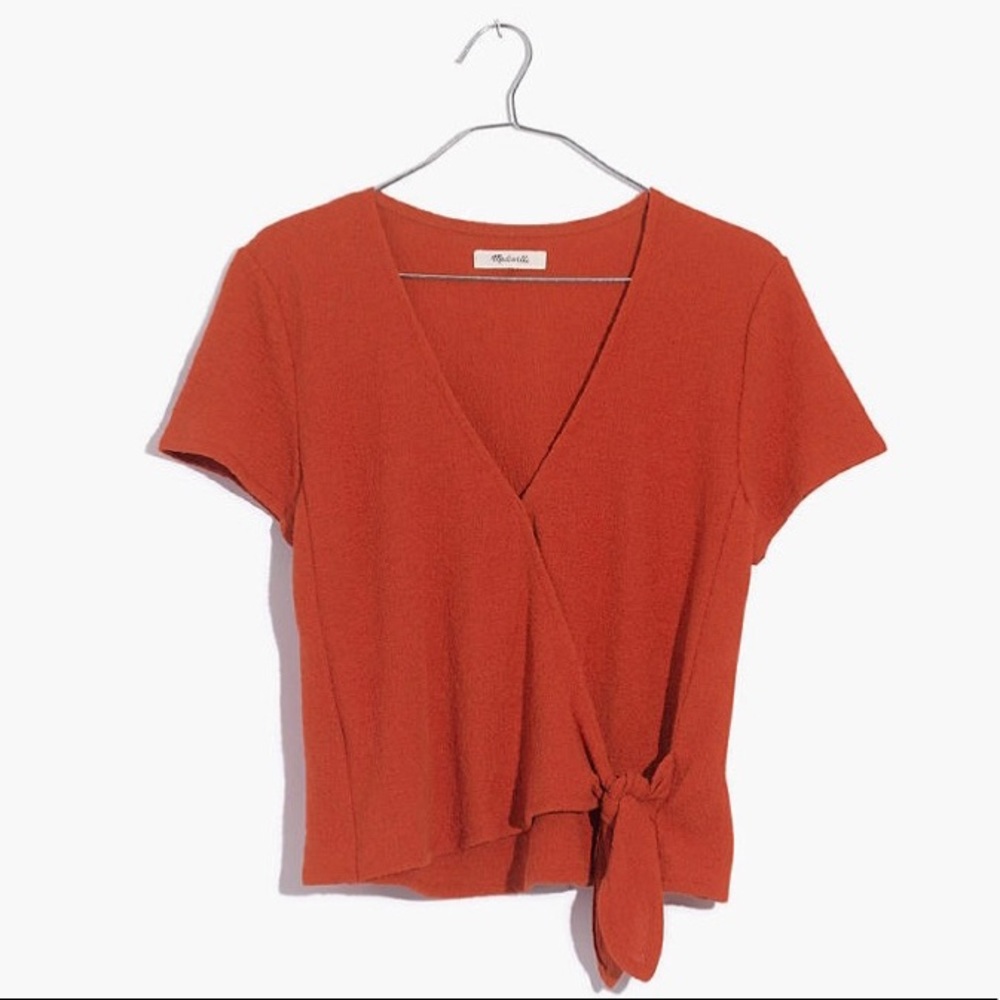 Madewell Texture & Thread- Orange wrap top Sz S